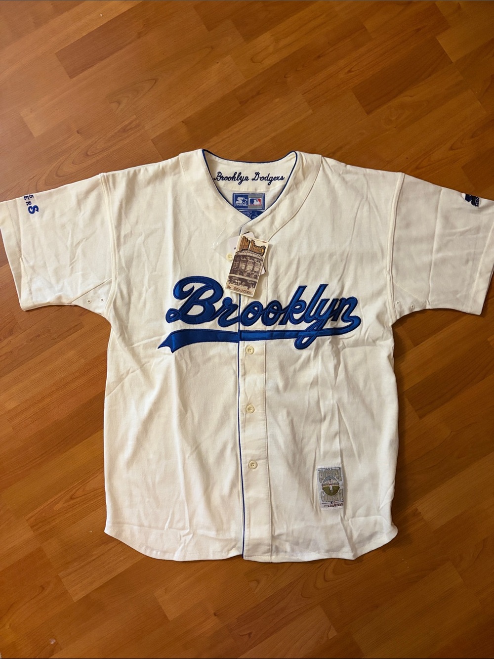 STARTER White and Royal Blue "Brooklyn" Baseball Jersey - Picture 2 of 14